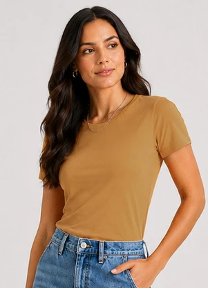 Rovitex - Blusa Feminina Meia Malha 30 Básica Marrom - ROVITEX