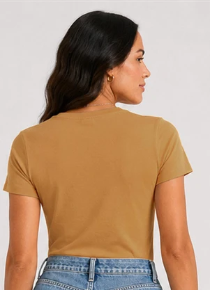 Rovitex - Blusa Feminina Meia Malha 30 Básica Marrom - ROVITEX
