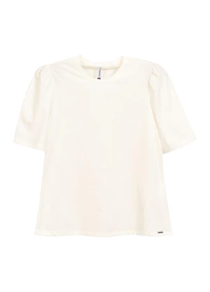 Marialícia - Blusa Feminina Meia Malha Bege - MARIALÍCIA