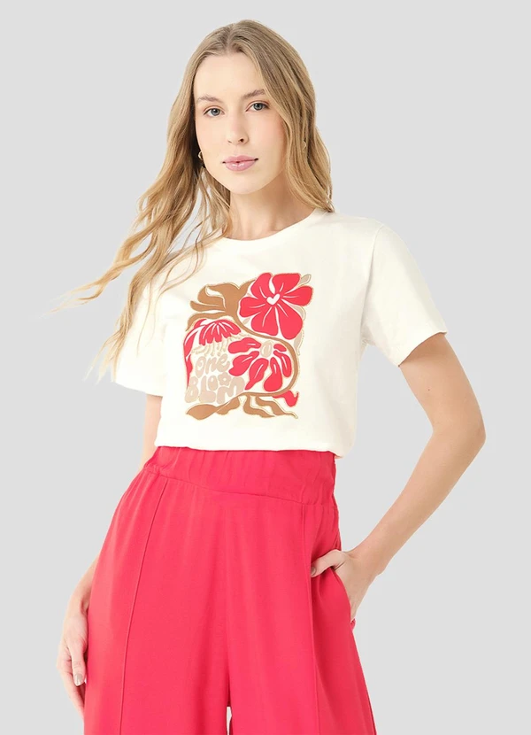 Cereja Rosa - Blusa Feminina Meia Malha Bege