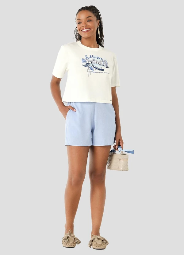Cereja Rosa - Blusa Feminina Meia Malha Bege