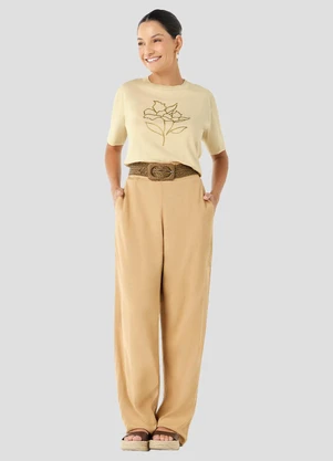 Cereja Rosa - Blusa Feminina Meia Malha Bege - CEREJA ROSA