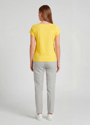 Infinita Cor - Blusa Feminina Meia Malha com Estampa Amarelo - INFINITA COR