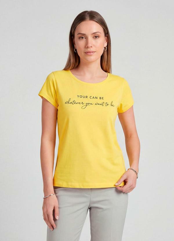 Infinita Cor - Blusa Feminina Meia Malha com Estampa Amarelo