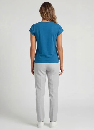 Infinita Cor - Blusa Feminina Meia Malha com Estampa Azul - INFINITA COR