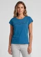 Infinita Cor - Blusa Feminina Meia Malha com Estampa Bege - variação: Azul
