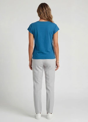 Infinita Cor - Blusa Feminina Meia Malha com Estampa Azul - INFINITA COR