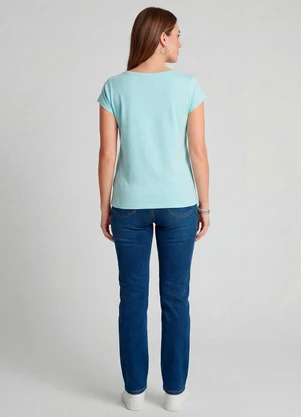 Infinita Cor - Blusa Feminina Meia Malha com Estampa Azul - INFINITA COR