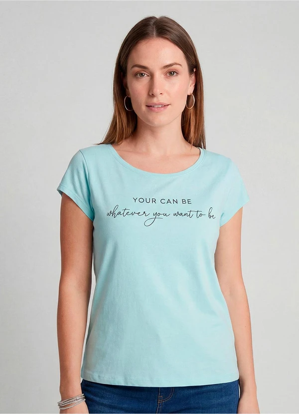 Infinita Cor - Blusa Feminina Meia Malha com Estampa Azul