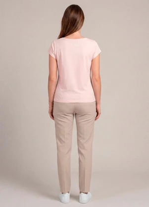 Infinita Cor - Blusa Feminina Meia Malha com Estampa Bege - INFINITA COR