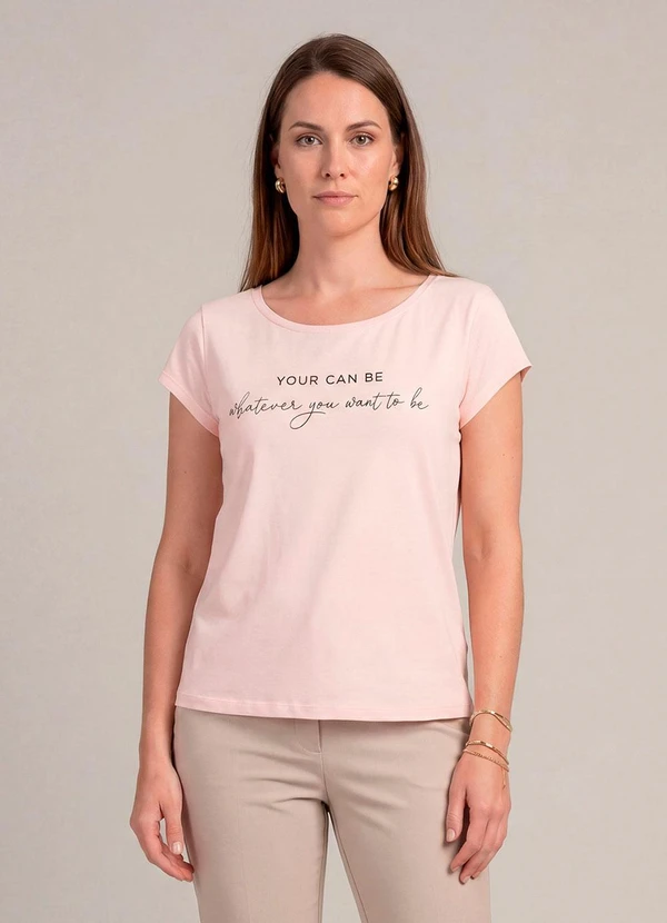 Infinita Cor - Blusa Feminina Meia Malha com Estampa Bege