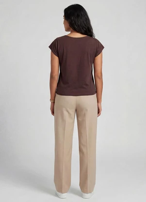 Infinita Cor - Blusa Feminina Meia Malha com Estampa Marrom - INFINITA COR