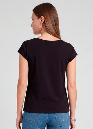 Infinita Cor - Blusa Feminina Meia Malha com Estampa Preto - INFINITA COR