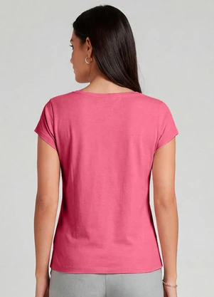 Infinita Cor - Blusa Feminina Meia Malha com Estampa Rosa - INFINITA COR
