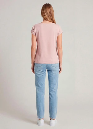 Infinita Cor - Blusa Feminina Meia Malha com Estampa Rosa - INFINITA COR