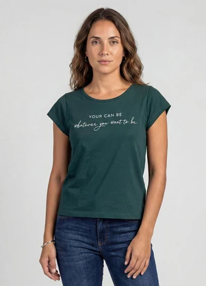 Infinita Cor - Blusa Feminina Meia Malha com Estampa Verde - INFINITA COR