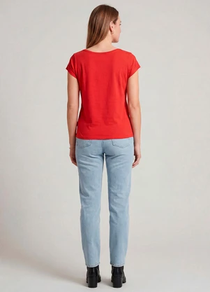 Infinita Cor - Blusa Feminina Meia Malha com Estampa Vermelho - INFINITA COR