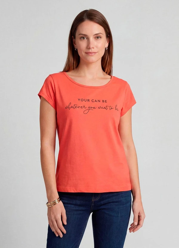 Infinita Cor - Blusa Feminina Meia Malha com Estampa Vermelho