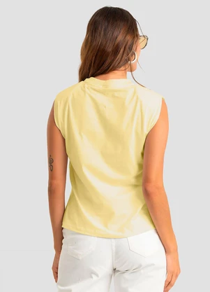 Dianna - Blusa Feminina Meia Malha com Ombreiras Amarelo - DIANNA