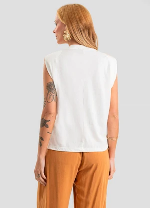 Dianna - Blusa Feminina Meia Malha com Ombreiras Bege - DIANNA