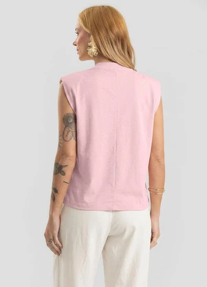 Dianna - Blusa Feminina Meia Malha com Ombreiras Rosa - DIANNA