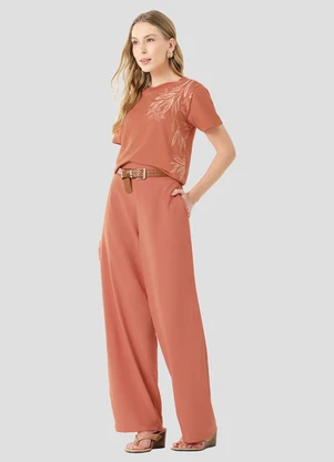 Cereja Rosa - Blusa Feminina Meia Malha Laranja - CEREJA ROSA