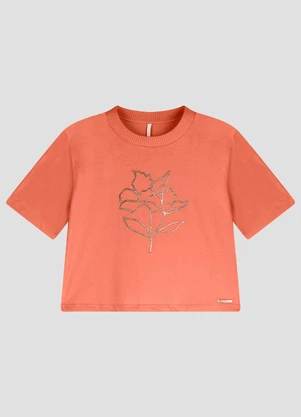 Cereja Rosa - Blusa Feminina Meia Malha Laranja - CEREJA ROSA
