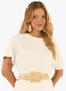 Rovitex - Blusa Feminina Meia Malha Linho Rosa - variação: Bege