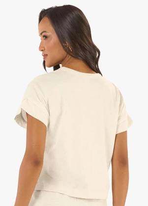 Rovitex - Blusa Feminina Meia Malha Linho Branco - ROVITEX
