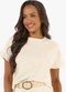 Rovitex - Blusa Feminina Meia Malha Linho Branco - variação: Branco