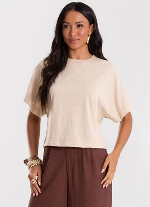 Rovitex - Blusa Feminina Meia Malha Linho Marrom - ROVITEX