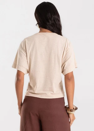 Rovitex - Blusa Feminina Meia Malha Linho Marrom - ROVITEX