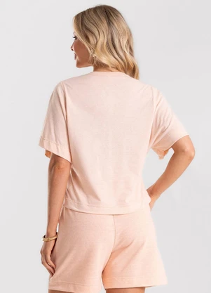 Rovitex - Blusa Feminina Meia Malha Linho Rosa - ROVITEX