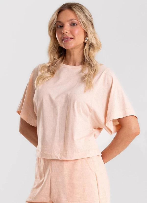 Rovitex - Blusa Feminina Meia Malha Linho Rosa