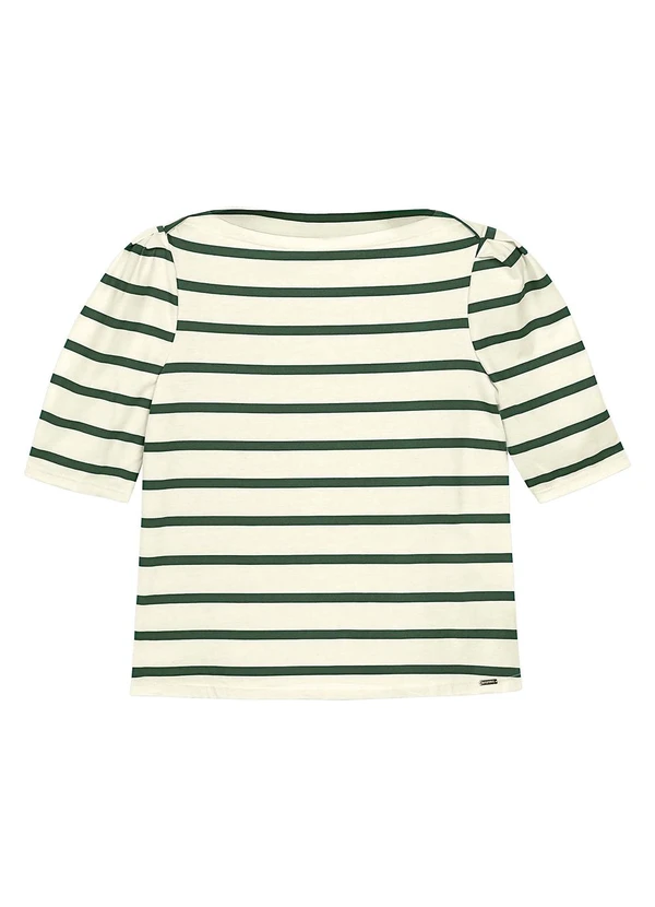 Marialícia - Blusa Feminina Meia Malha Listrada Bege 3