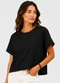 Infinita Cor - Blusa Feminina Meia Malha Maquinetado Marrom - variação: Preto