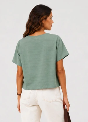 Infinita Cor - Blusa Feminina Meia Malha Maquinetado Verde - INFINITA COR
