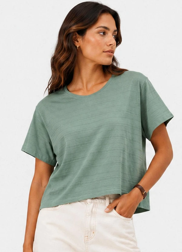 Infinita Cor - Blusa Feminina Meia Malha Maquinetado Verde