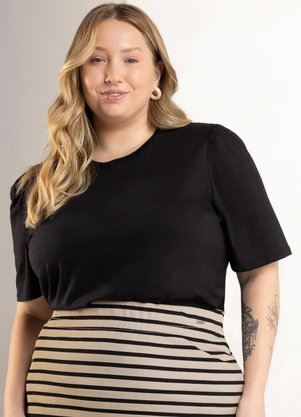 Marialícia - Blusa Feminina Meia Malha Preto - MARIALÍCIA