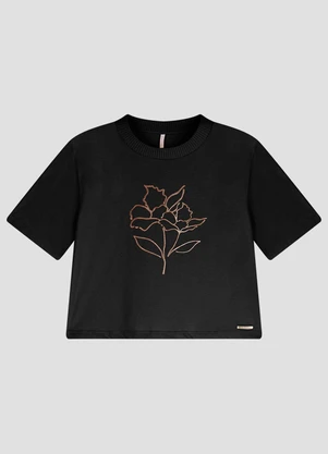 Cereja Rosa - Blusa Feminina Meia Malha Preto - CEREJA ROSA