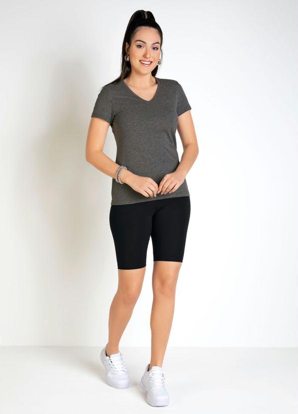 Basicamente - Blusa Feminina Mescla Baby Look com Decote V 3