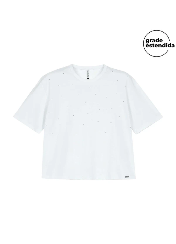 Marialícia - Blusa Feminina Minimalista Strass Branco