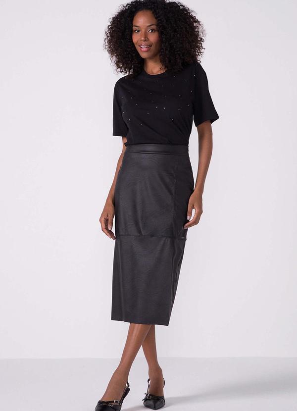 Marialícia - Blusa Feminina Minimalista Strass Preto 2