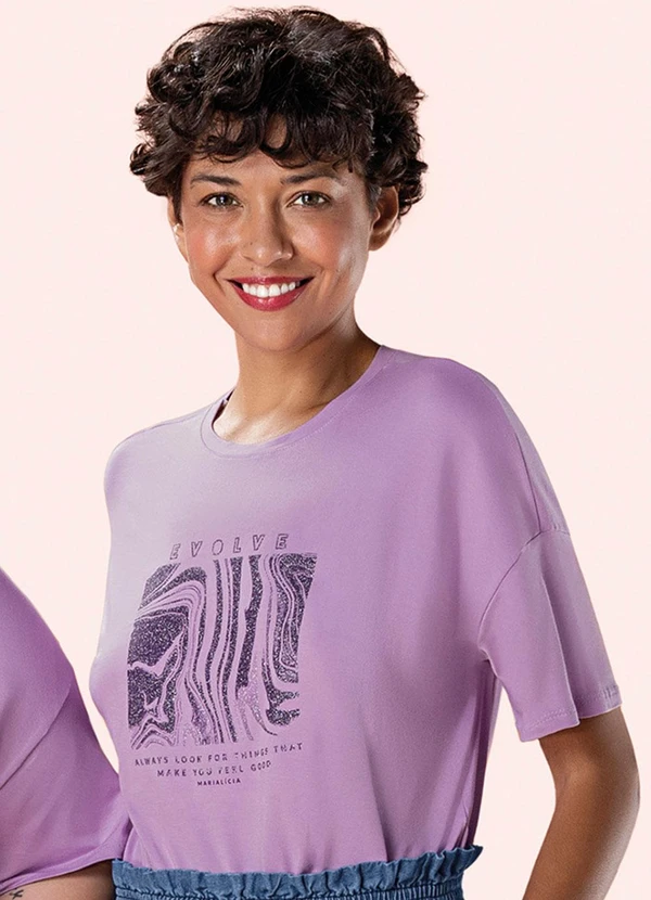 Marialícia - Blusa Feminina Modern com Glitter Marialícia Roxo