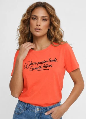 Infinita Cor - Blusa Feminina Molecotton com Estampa Laranja - INFINITA COR