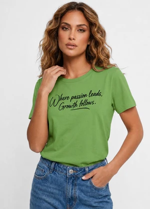 Infinita Cor - Blusa Feminina Molecotton com Estampa Verde - INFINITA COR