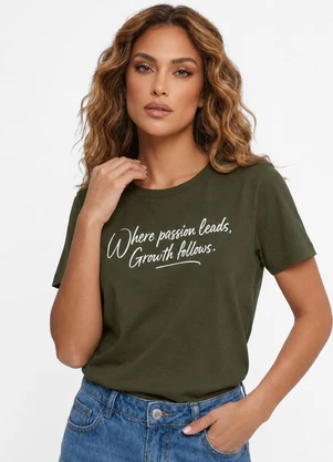 Infinita Cor - Blusa Feminina Molecotton com Estampa Verde - INFINITA COR