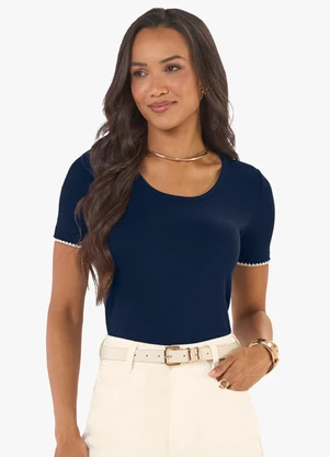 Rovitex - Blusa Feminina Molecotton de Viscose Azul - ROVITEX