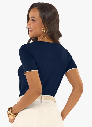 Rovitex - Blusa Feminina Molecotton de Viscose Azul - ROVITEX