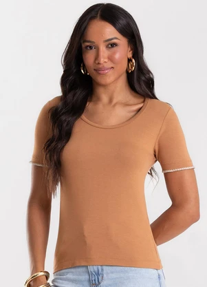 Rovitex - Blusa Feminina Molecotton de Viscose Marrom - ROVITEX